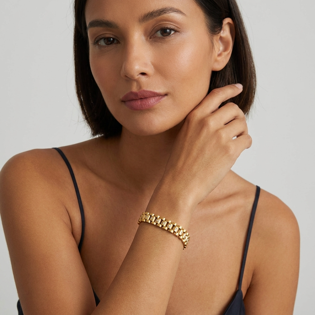Gladia Watchband 18K Gold-Plated Stainless Steel Bracelet