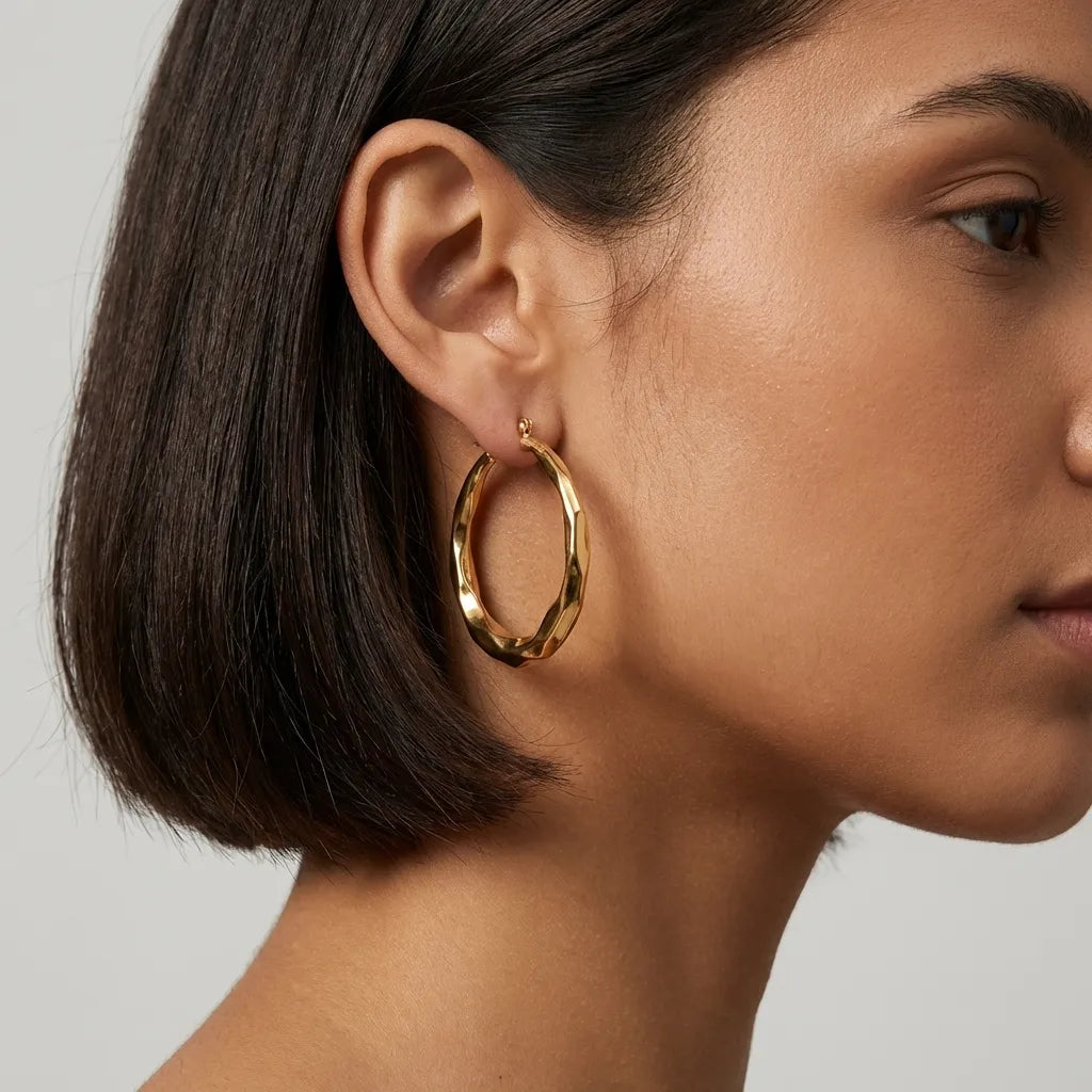 Aire 18K Gold-Plated Stainless Steel Hoop Earrings