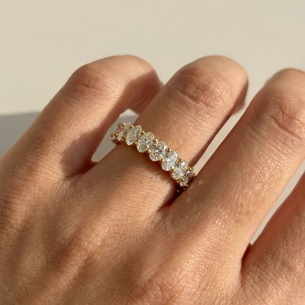 Antoinette Diamond Simulant 18K Gold-Plated Stainless Steel Ring