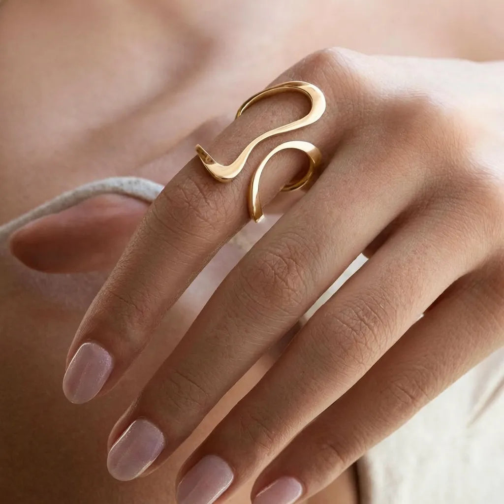 Mosaic 18K Gold-Plated Stainless Steel Ring