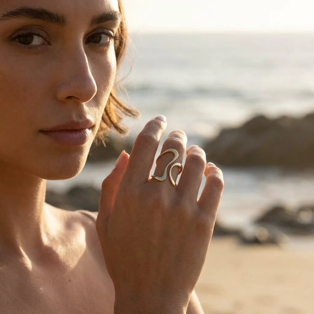 Mosaic 18K Gold-Plated Stainless Steel Ring
