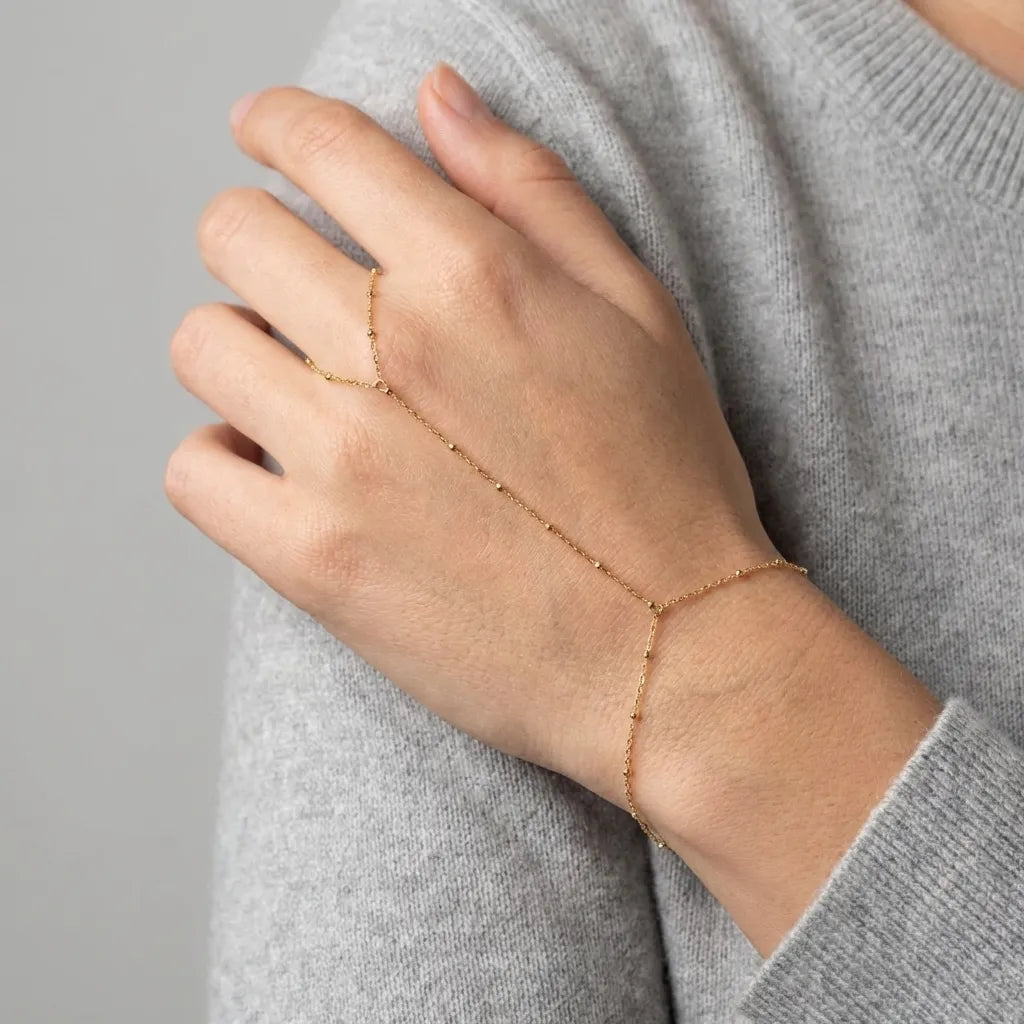 Evelyne Hand Chain 18K Gold-Plated Stainless Steel Bracelet