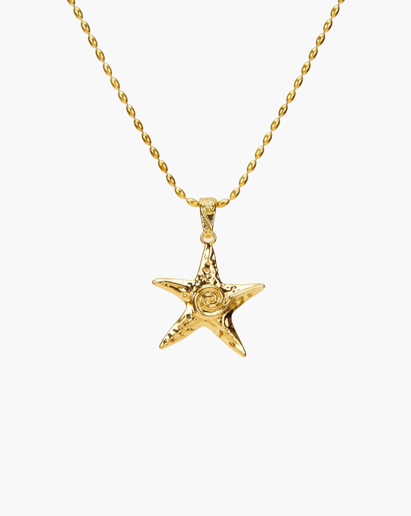 Gold Starfish Gold-Tone Wave Charm Necklace